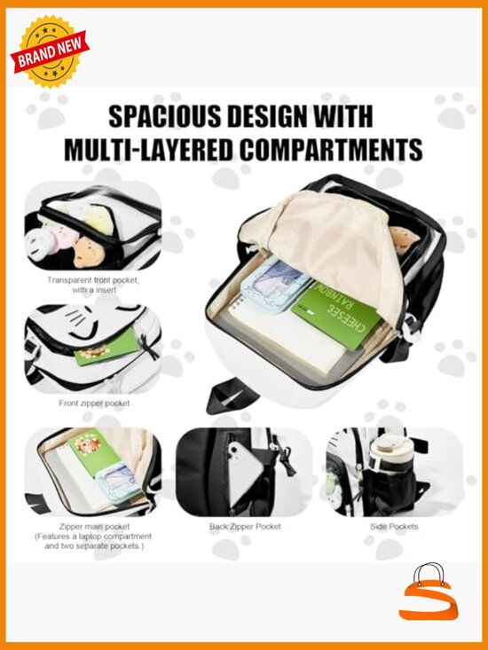 Kawaii Cat Ita Bag Display Backpack with Insert - Small Pin Purse for Daily main image 5